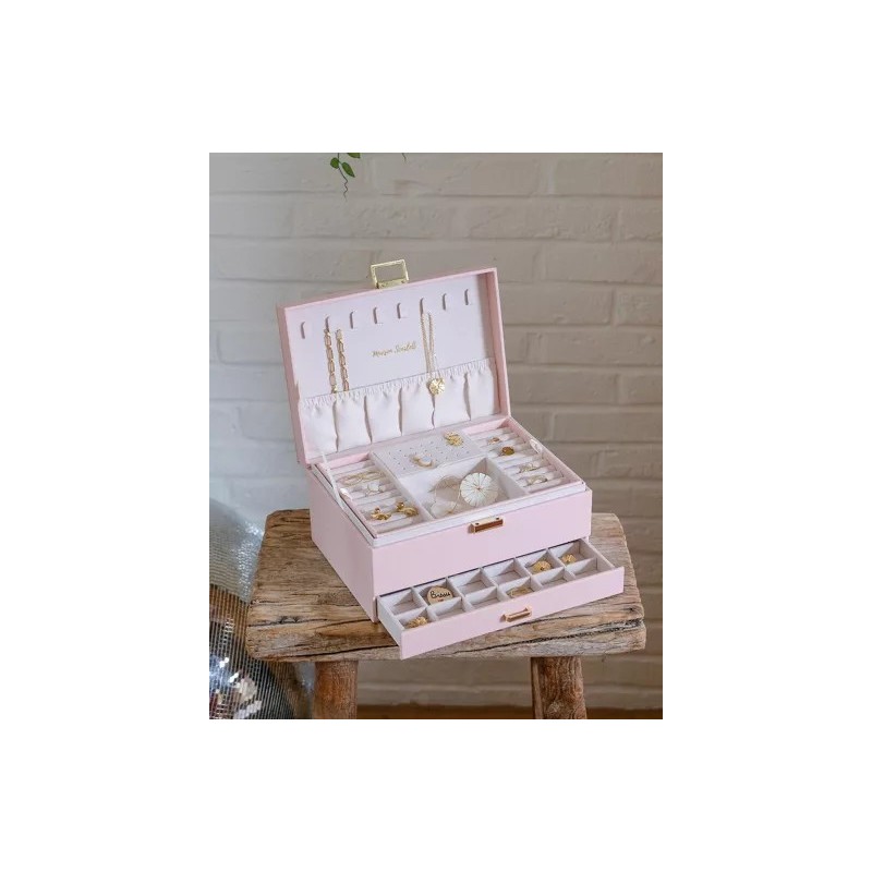 Boîte à Bijoux "Denise" en Cuir PU - Rose | Au Tombeau des Jaloux
