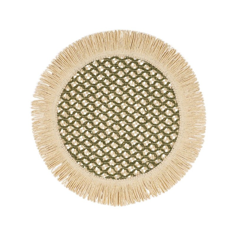 Set de Table Rond Franja – Kaki & Naturel (Ø38 cm)/Au Tombeau Des Jaloux