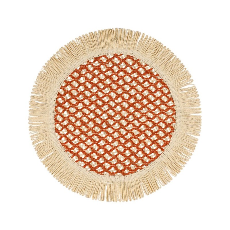 Set de Table Rond Franja – Terracotta & Naturel (Ø38 cm)/Au Tombeau Des Jaloux