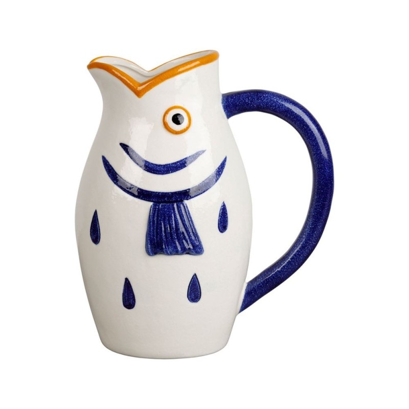 Pichet Poisson – Blanc & Indigo 1,35 L | Au Tombeau des Jaloux