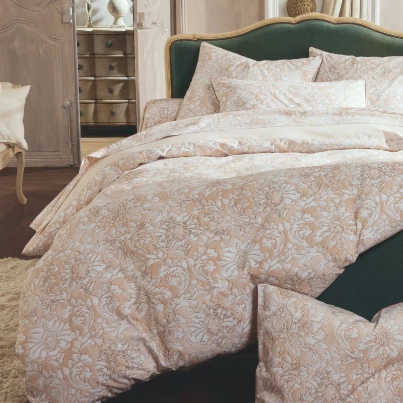 Parure Palazzo Beige – Drap Plat 240x310 cm + 2 Taies 65x65 cm / Au tombeau des jaloux