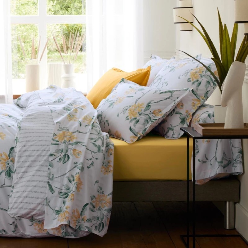 Parure Elena Ambre – Drap Plat 240x310 cm + 2 Taies 65x65 cm / Au tombeau des jaloux