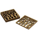 Set de 4 sous-verres carrés en bois /Au Tombeau Des Jaloux