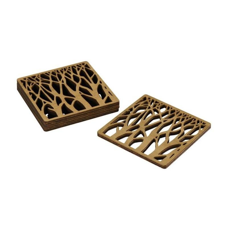 Set de 4 sous-verres carrés en bois /Au Tombeau Des Jaloux