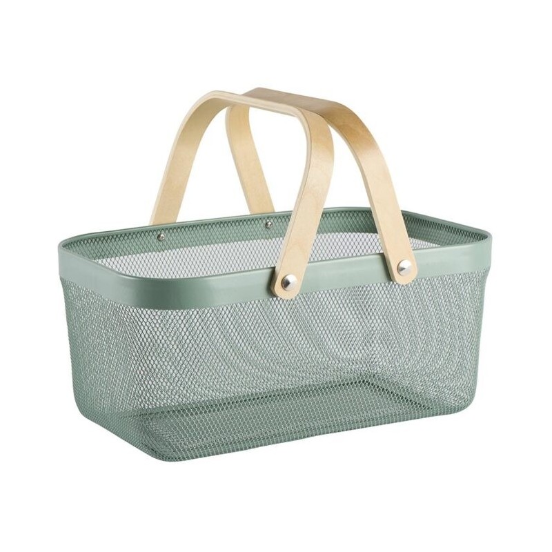 Panier grillagé rectangulaire en métal vert/Au Tombeau Des Jaloux