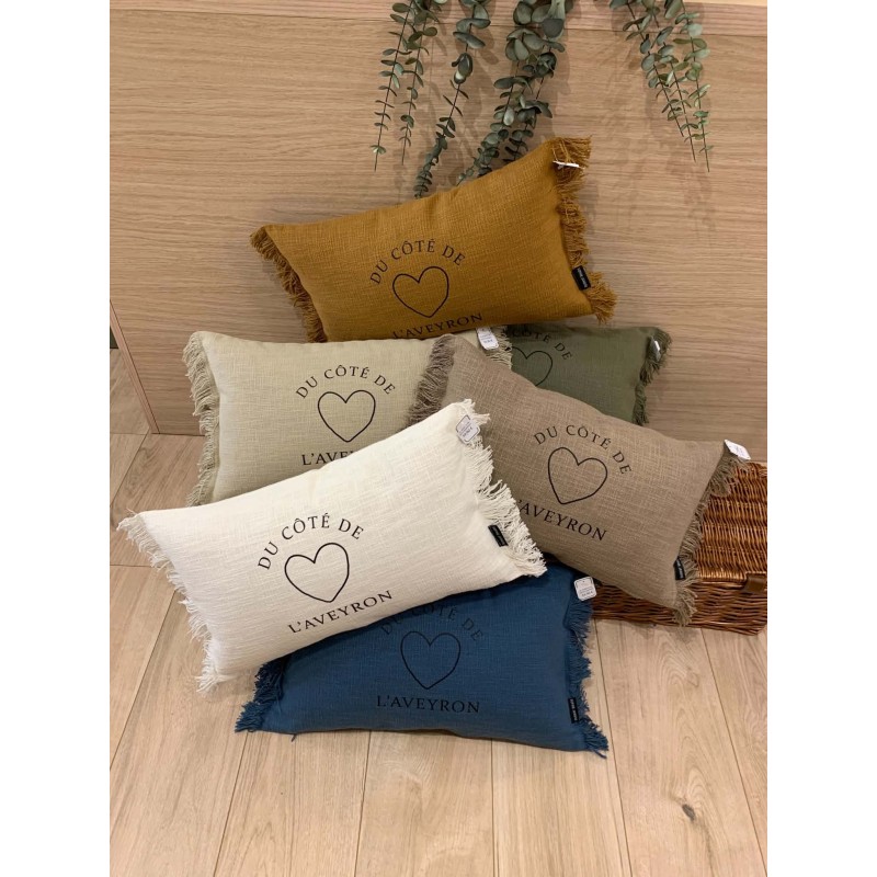 Coussin rectangle frangé "Du côté de l'Aveyron" / Au Tombeau Des Jaloux