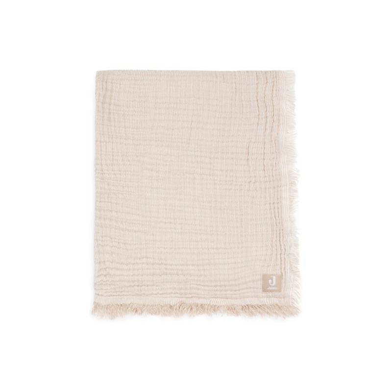 Couverture en gaze de coton - Fringe Stripe Biscuit/ Au Tombeau Des Jaloux