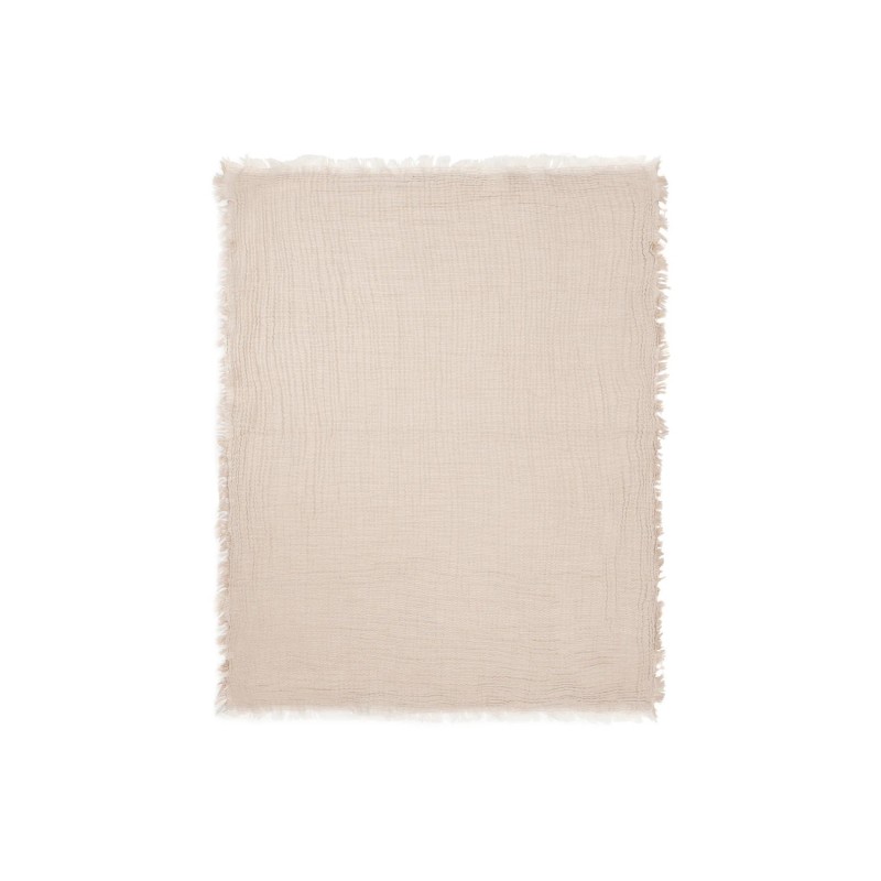 Couverture en gaze de coton - Fringe Stripe Biscuit/ Au Tombeau Des Jaloux