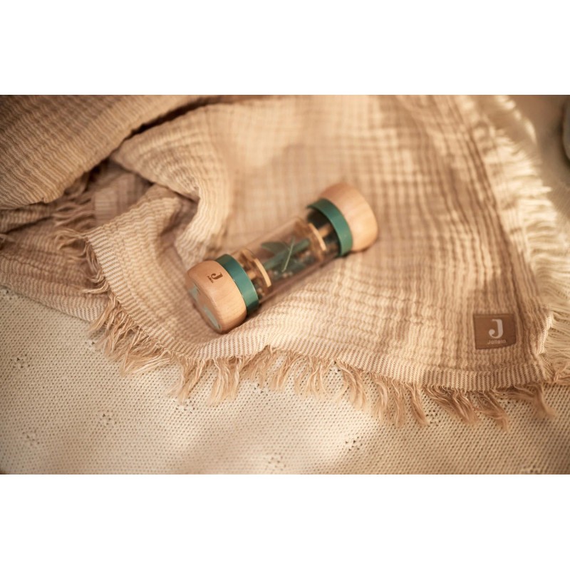 Couverture en gaze de coton - Fringe Stripe Biscuit/ Au Tombeau Des Jaloux
