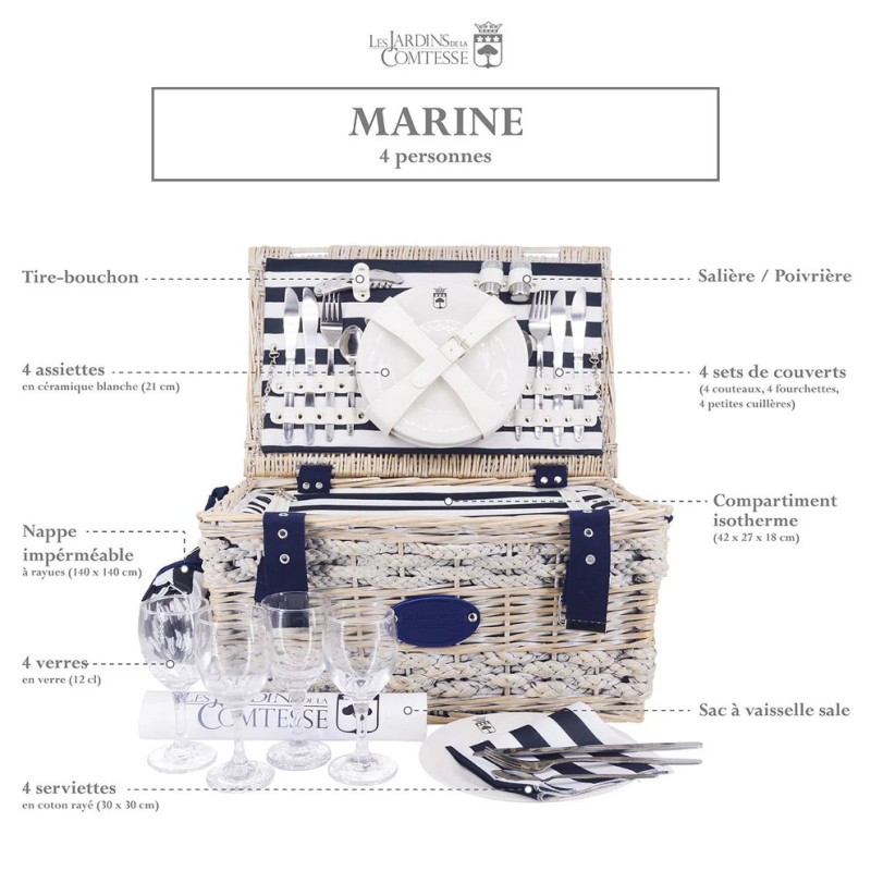 Panier Pique-nique - Marine - 4 pers